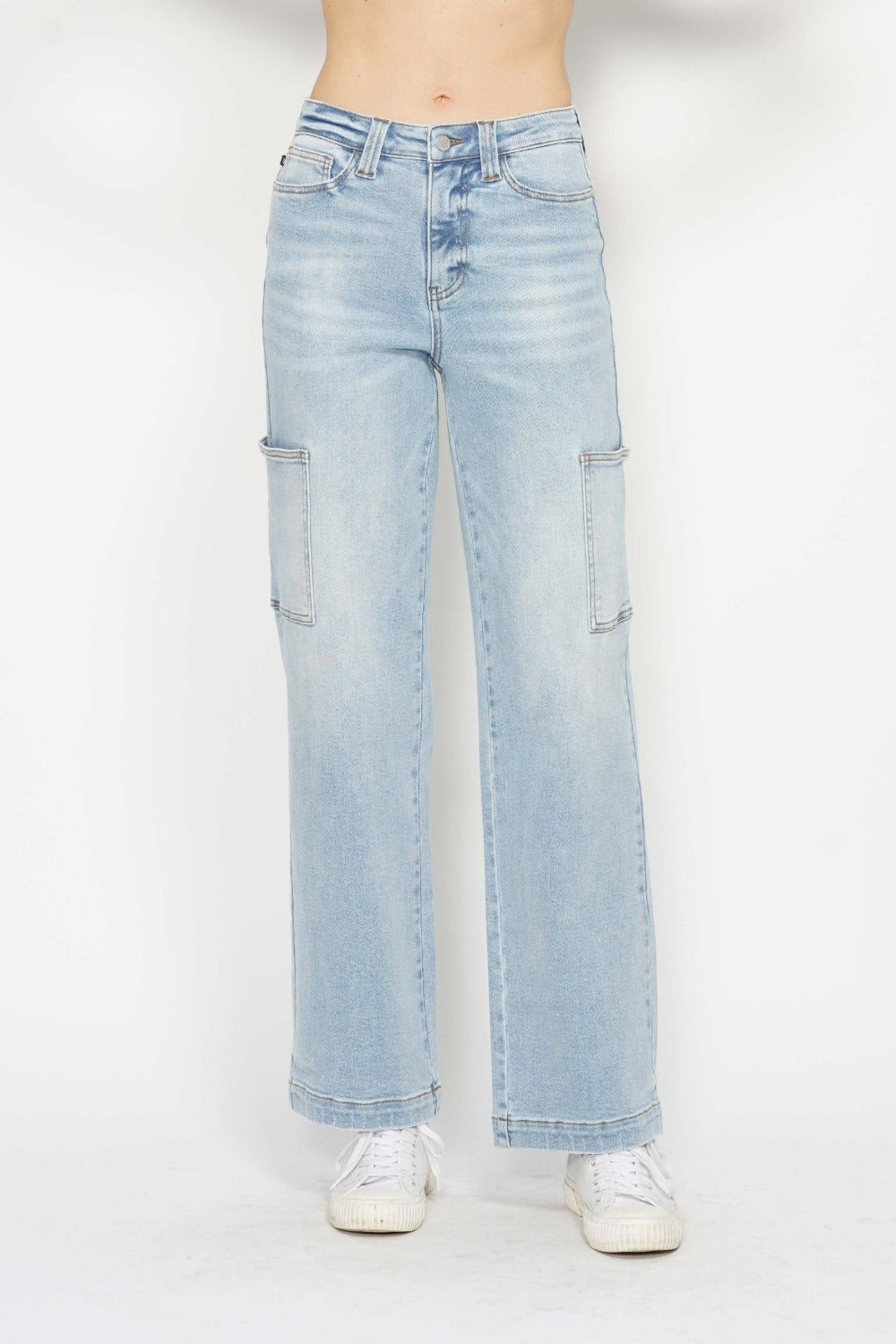 Judy Blue Full Size High Waist Straight Cargo Jeans-5