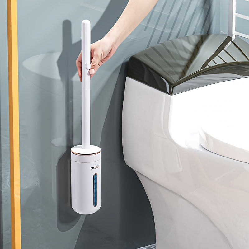 Wall-mounted plastic disposable toilet brush set with ten white replacement cleaning heads — view 5