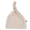 Grey bamboo baby beanie, soft stretchy headwear accessory for sensitive newborn skin.