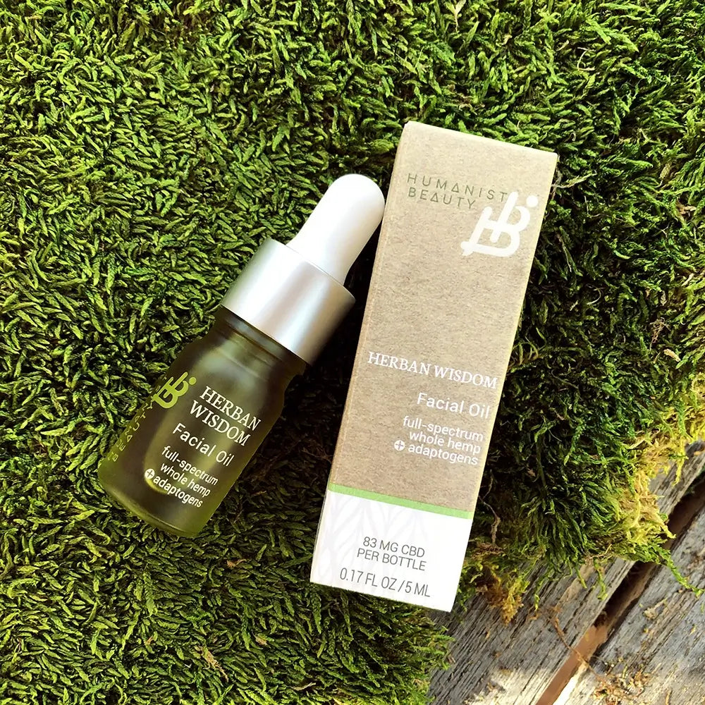 Herban Wisdom Facial Oil mini travel bottle with botanical serum for glowing skin — view 3