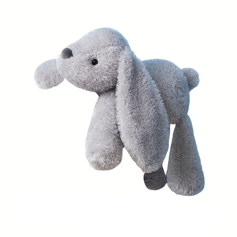 Grey plush rabbit toy with big ears soft polyester stuffed animal for nursery and gifting