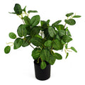 Large artificial variegated pothos plant with realistic green leaves in a weighted black plastic pot