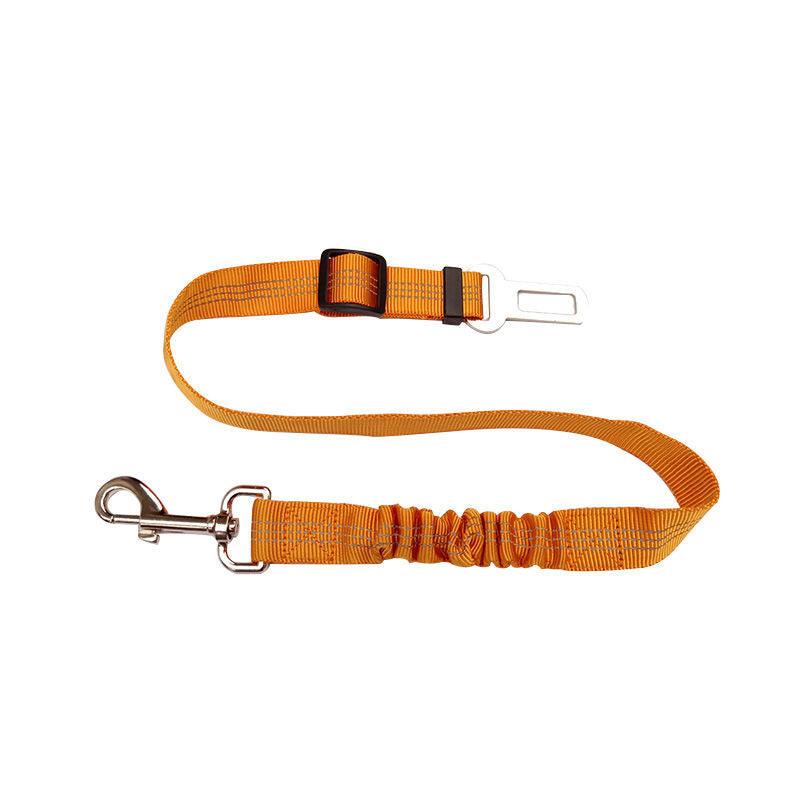Reflective safety dog car seat belt with elastic bungee and heavy-duty metal universal vehicle clip — view 3