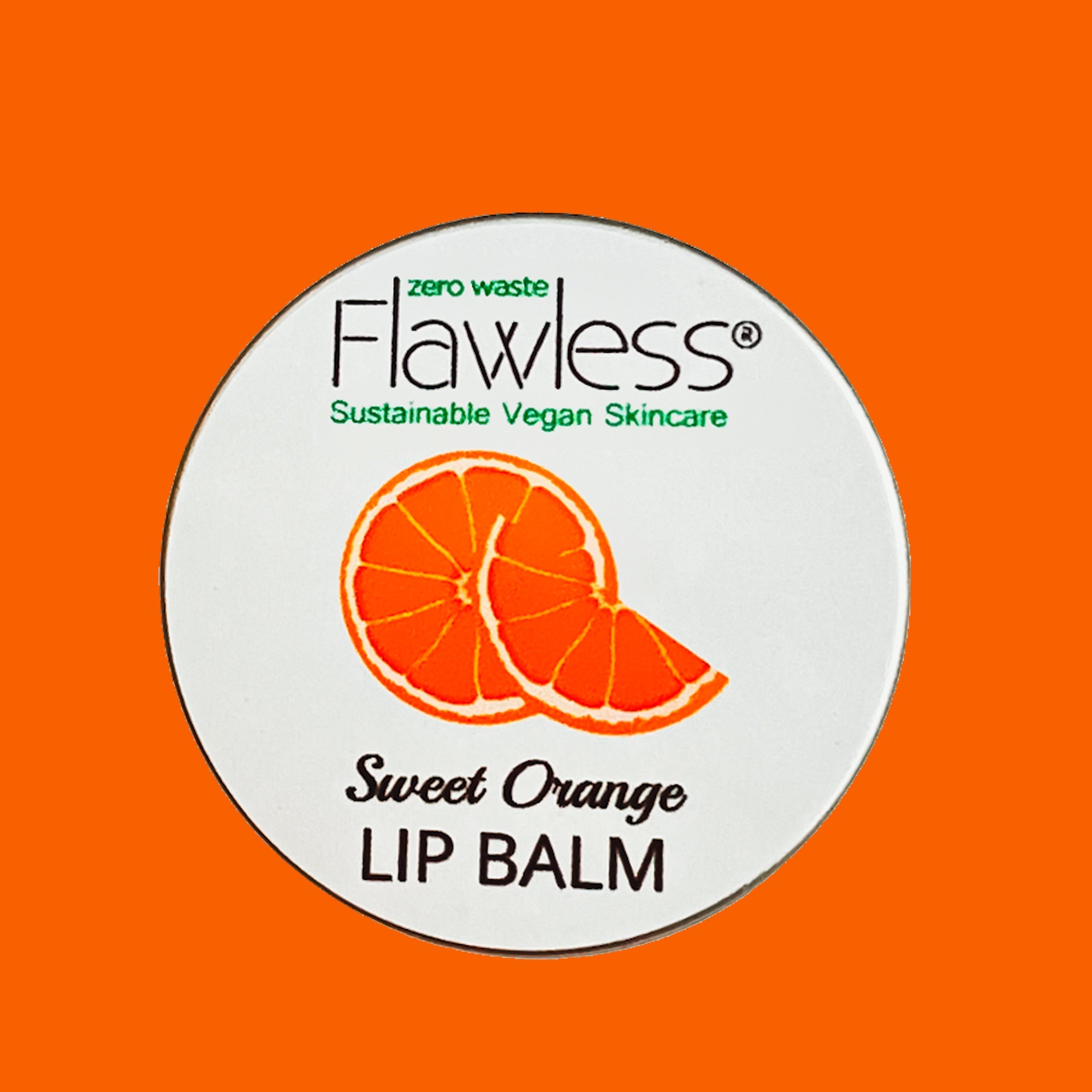Sweet orange vegan lip balm in a 15g recycled aluminium plastic-free tin container — view 2