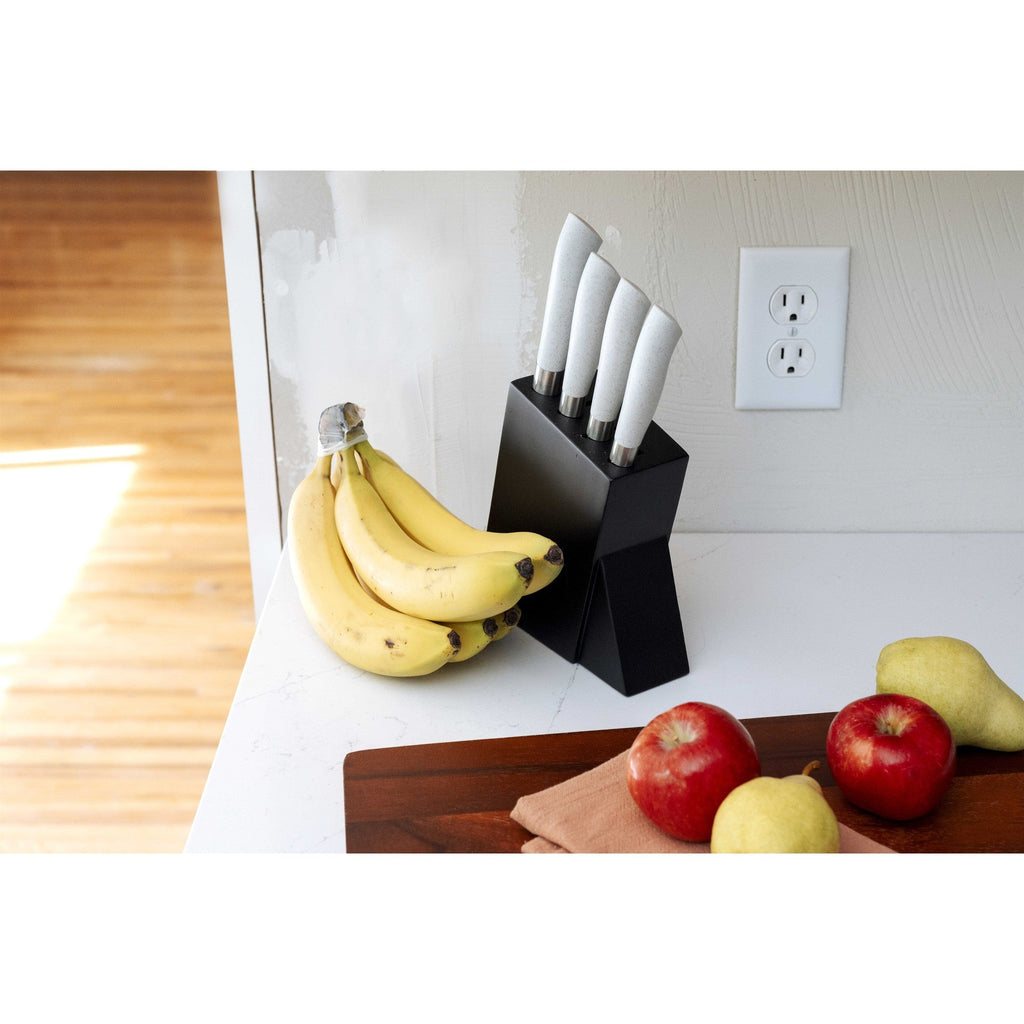 Eco-Cut 5-piece knife block set in grey with high-carbon German steel blades and ergonomic handles — view 4