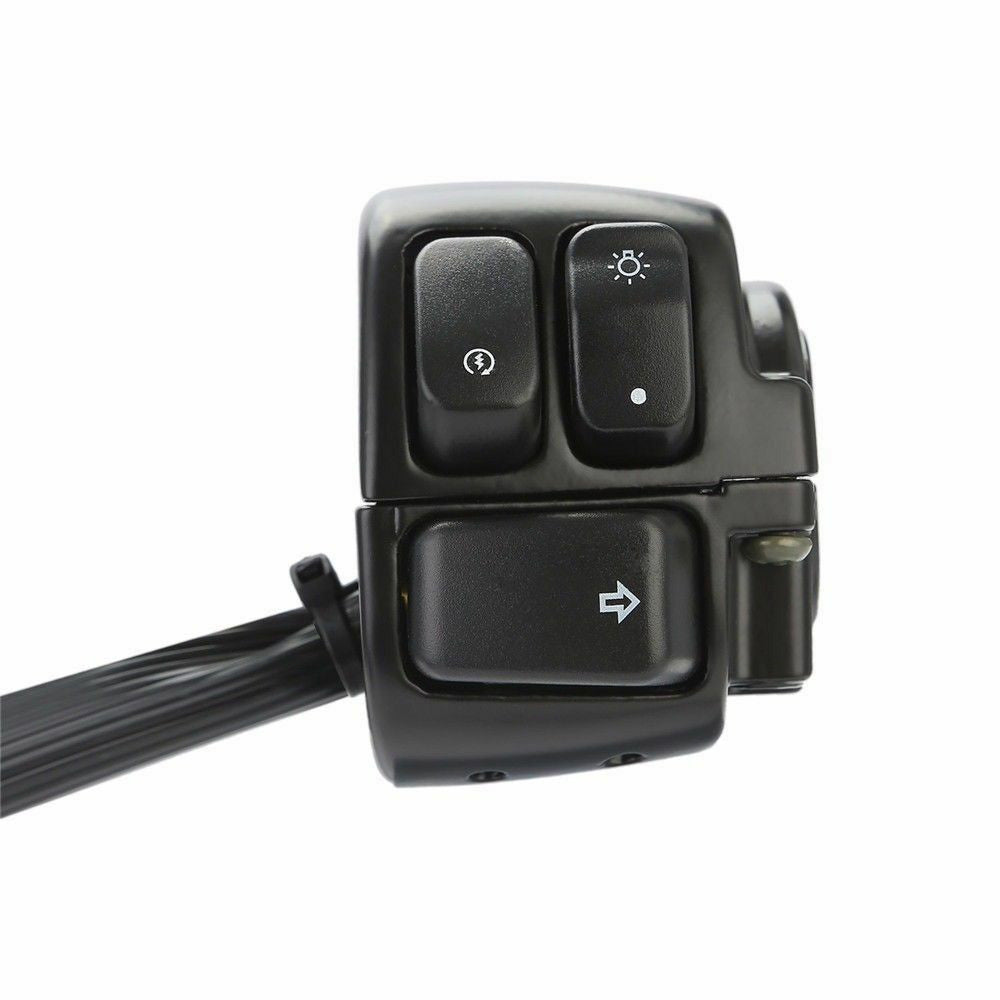 Black aluminum motorcycle handlebar control switches with wiring harness for 1-inch handlebars — view 3