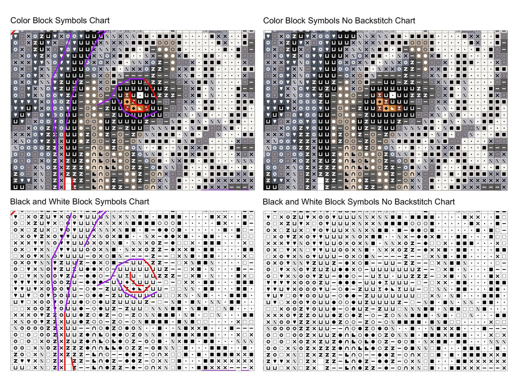 Finished Dalmatian dog cross stitch portrait pattern showing a white dog with black spots — view 2