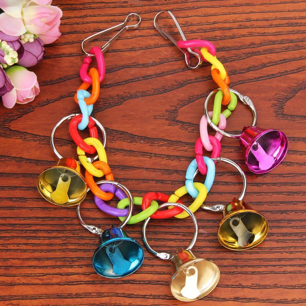 Multi-color wooden bird swing and biting toy set with hanging hook for parrot cages — view 5