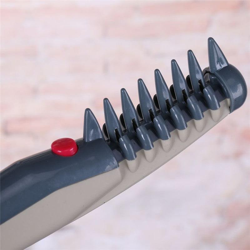 Electric pet comb grooming tool with ergonomic handle and hidden rotating safety blades for detangling. — view 5