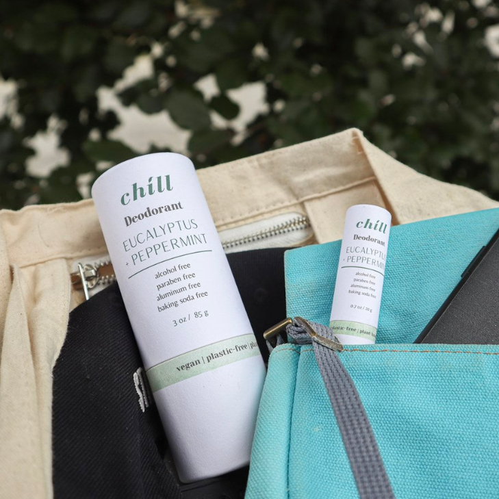 Eucalyptus and peppermint natural deodorant stick in eco-friendly cardboard push-up packaging — view 2