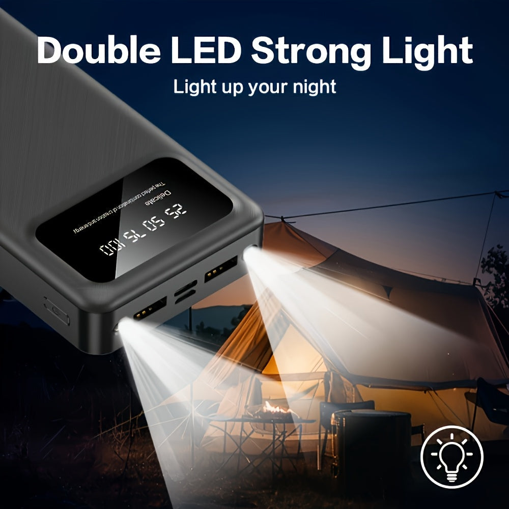 Ultra-thin 30000mAh portable power bank with dual LED flashlight for fast charging mobile devices. — view 3