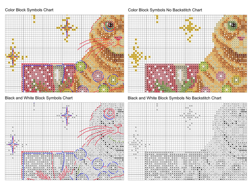 Festive orange cat cross stitch pattern design featuring colorful garland and a Christmas star. — view 2