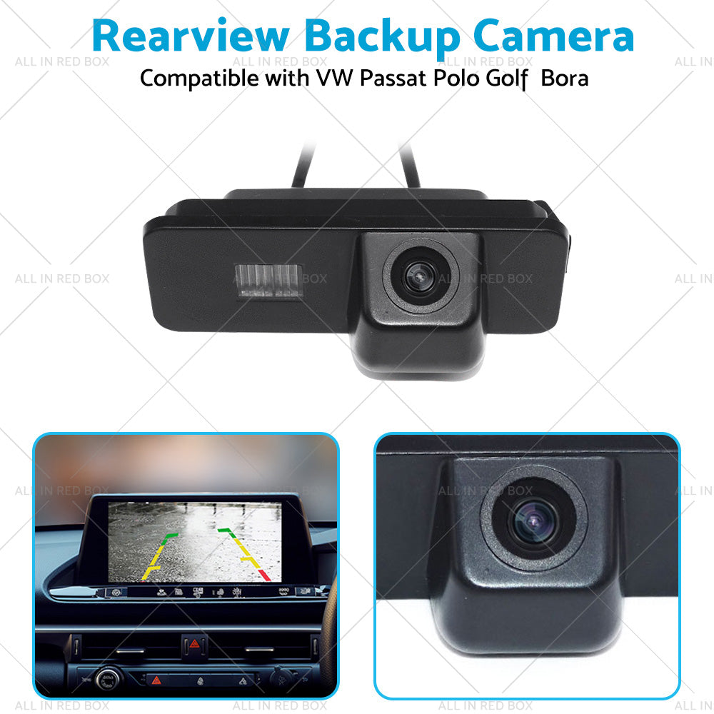 High-definition rear view backup camera for Volkswagen vehicles with wiring cables and power supply. — view 5