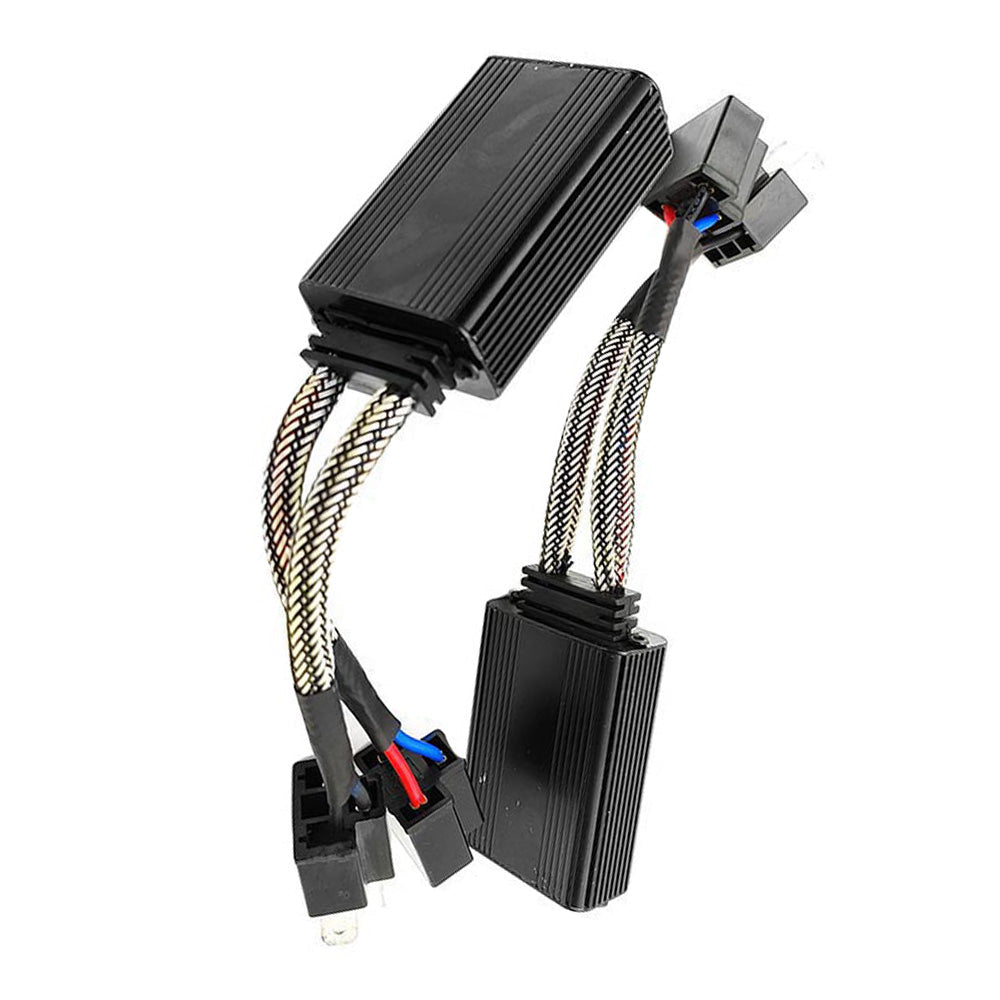 Black smart LED load module and Can-Bus decoder for H4 automotive headlights with wire connectors. — view 5