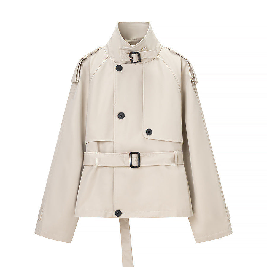 Women's Jacket Beige Short Trench BYMANYC ® New York SOHO BUCKLED COLLAR BELTED TRENCH - New Collection-1