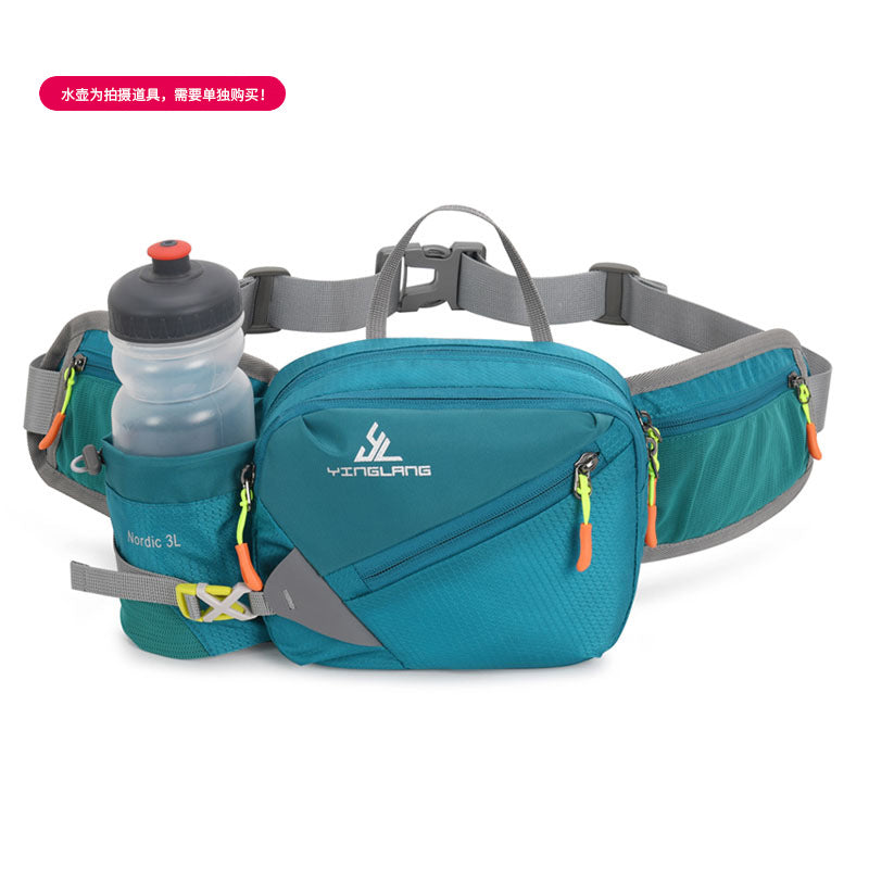 Water-resistant outdoor fanny pack with water bottle holder and multiple compartments in durable oxford cloth. — view 4