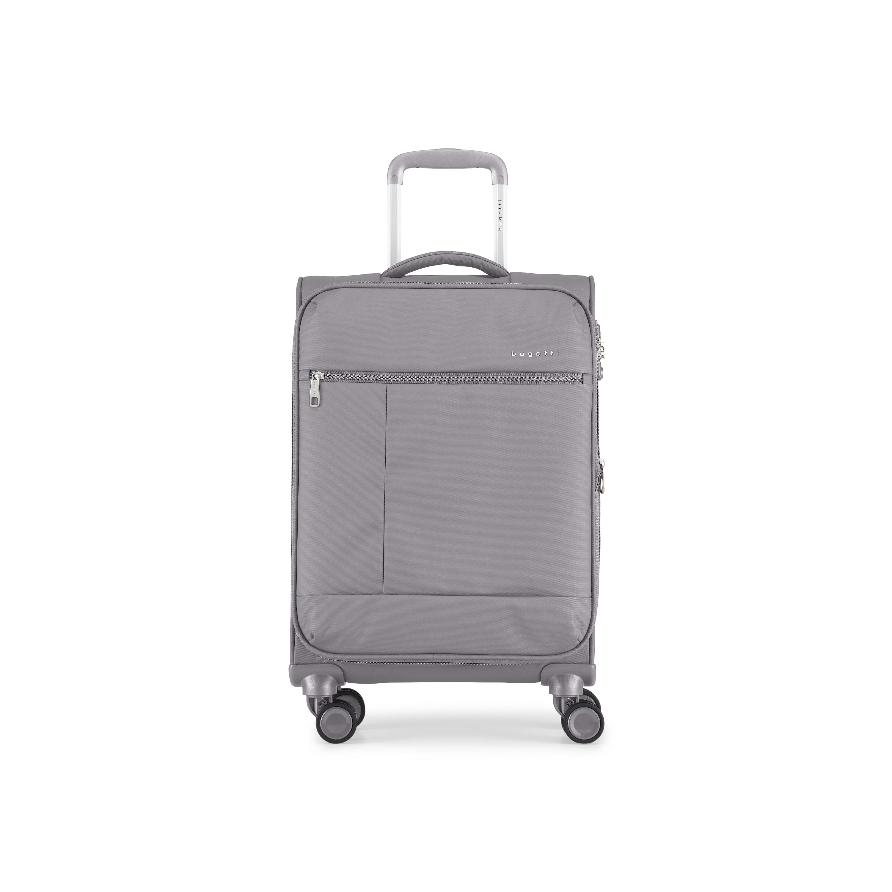 Amsterdam carry-on suitcase in sleek black featuring multi-directional spinner wheels and a telescopic handle
