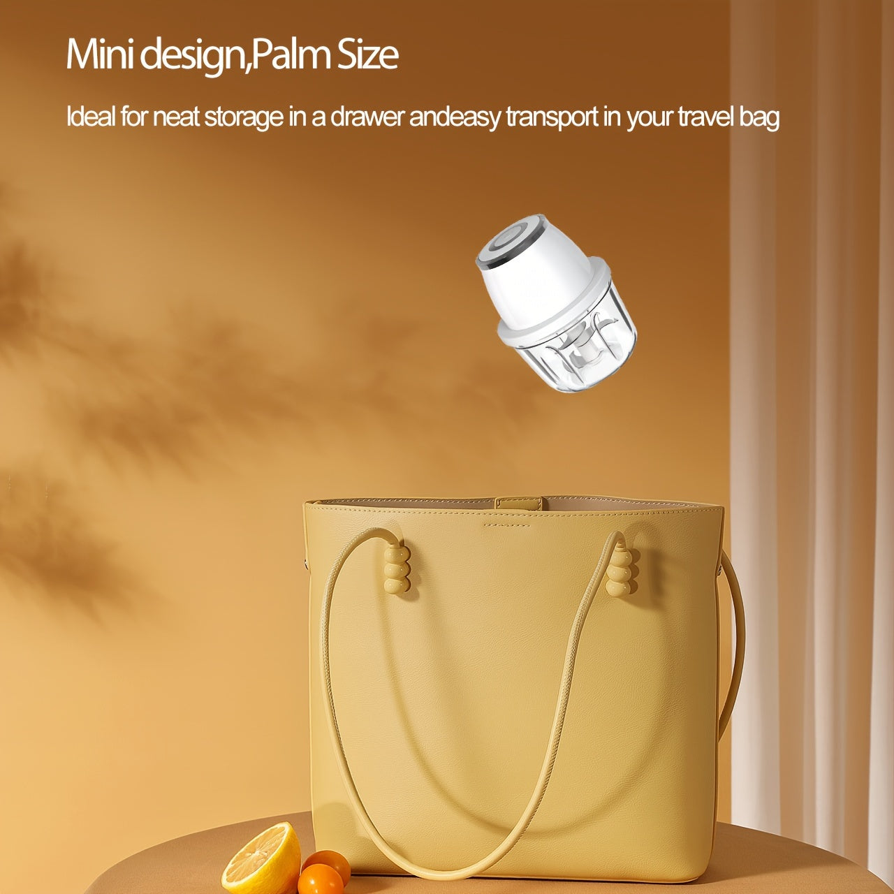 Mini USB rechargeable electric food processor with transparent bowl and stainless steel blades — view 4