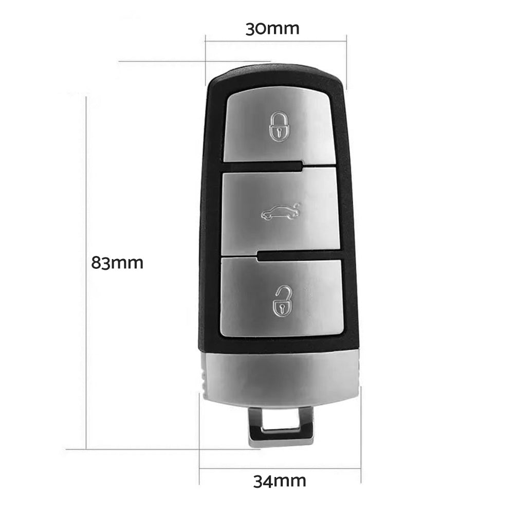 Black ABS 3-button smart remote key fob replacement for Volkswagen vehicles with internal chip — view 5
