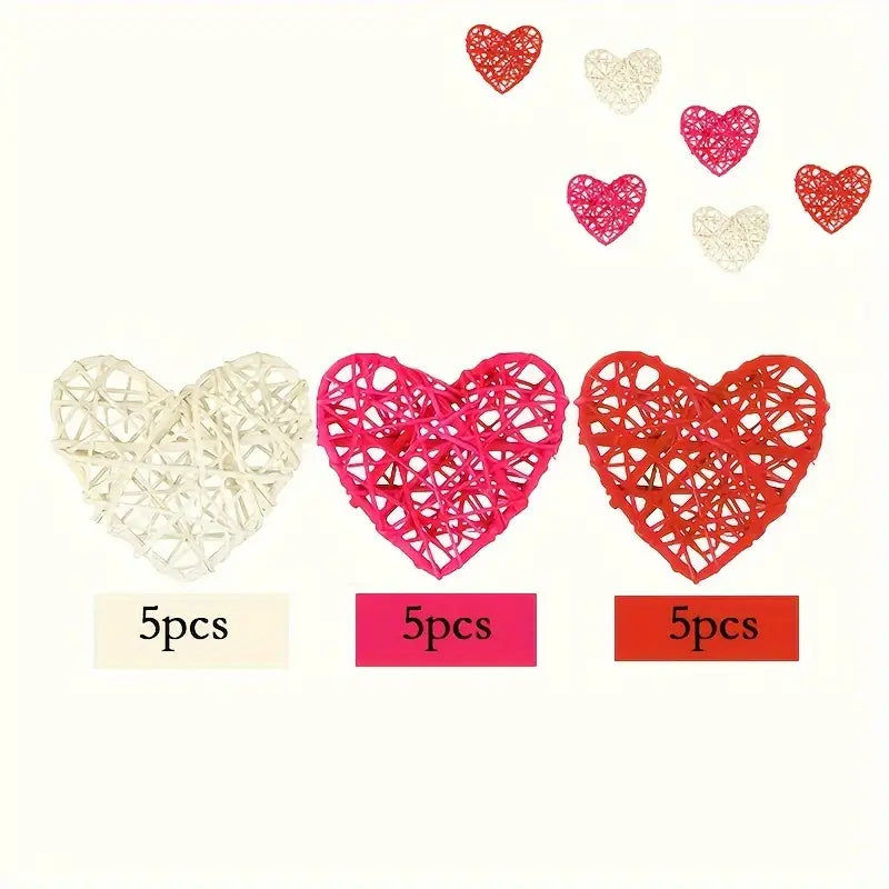 Heart-shaped willow vine vase fillers in white, pink, and red for romantic home decorations — view 2
