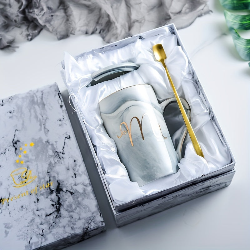 Chic marble ceramic coffee mug set matching pair of 400ml elegant drinkware cups — view 5