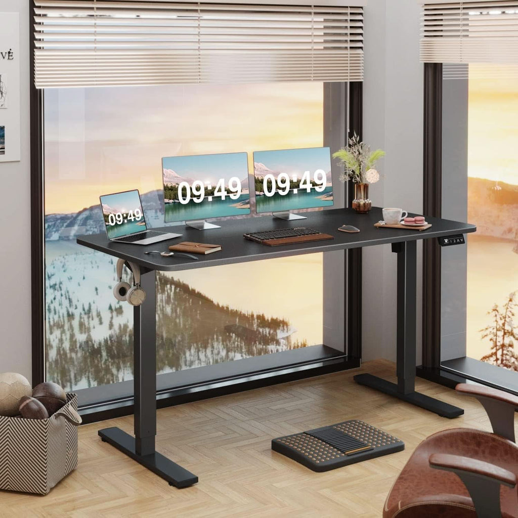 Electric height adjustable standing desk featuring a spacious 55 inch desktop and sturdy steel legs. — view 2