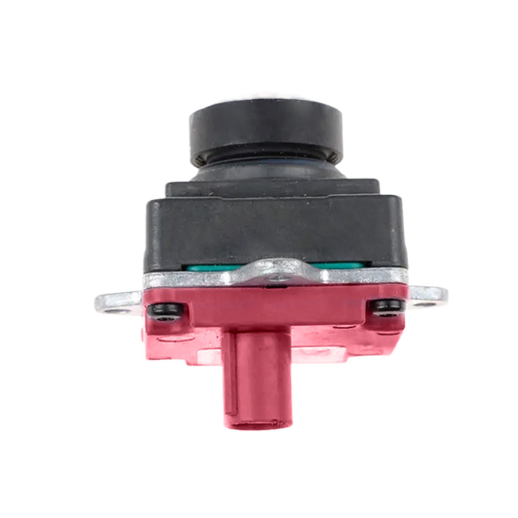 Rear view backup camera in black metal housing with mounting bracket and wiring cables — view 2