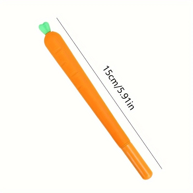 33 piece carrot shaped gel pen set featuring bright orange bodies and green leafy tops — view 3