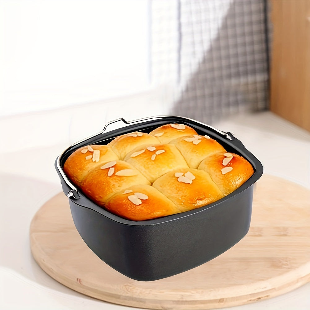 Black round non-stick air fryer cake pan and baking tray for homemade desserts and pizzas — view 5