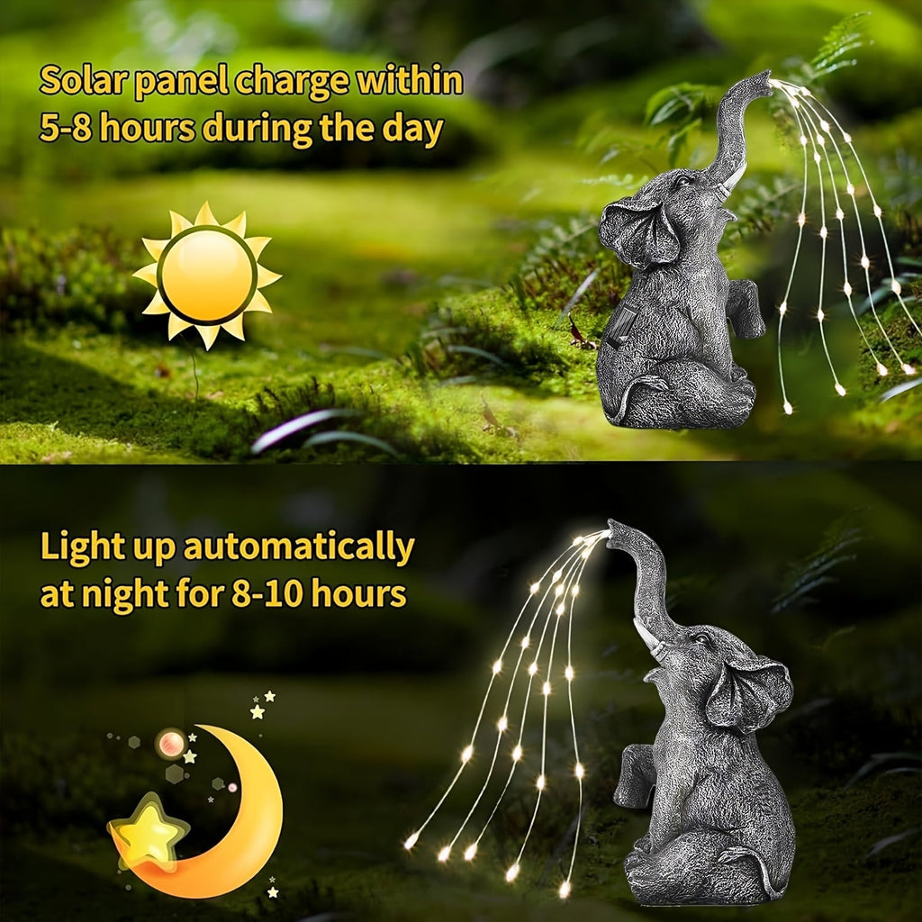 Solar powered decorative elephant LED lantern made of durable vinyl for outdoor garden lighting — view 3