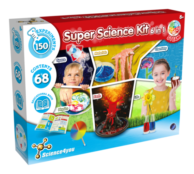 Super Science Kit 6 in 1 educational STEM toy with various experiment tools for children