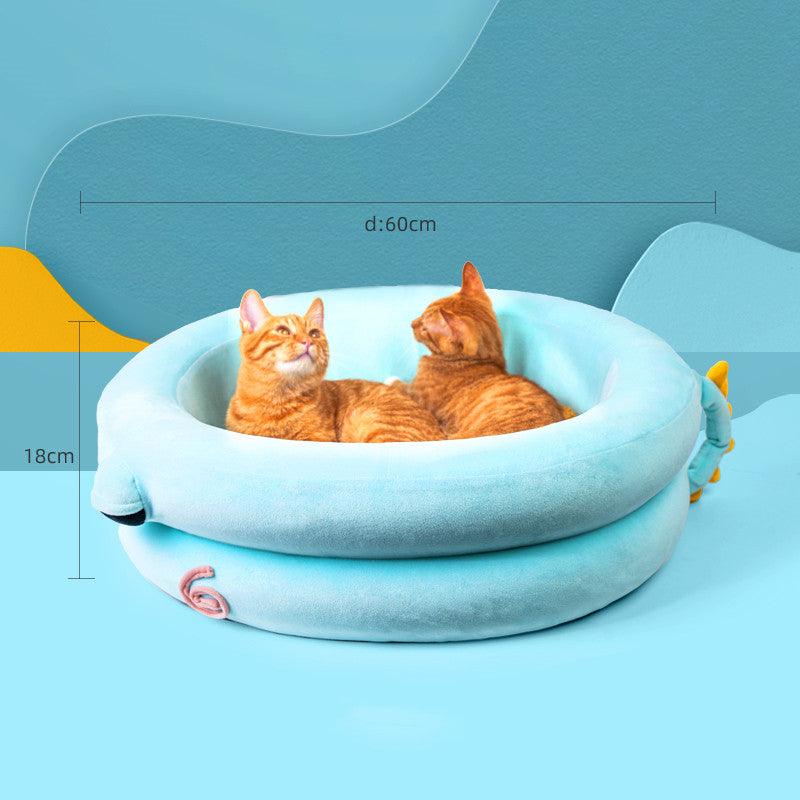Winter cozy cat and dog bed in neutral cloth with high elastic memory foam sponge. — view 5