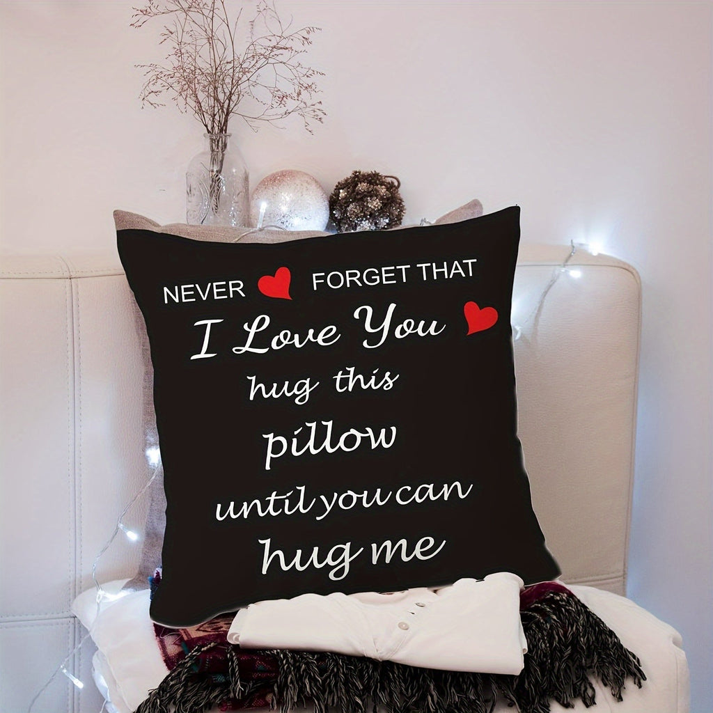 I Love You hug throw pillow cover, soft plush polyester romantic cushion for home decor — view 5