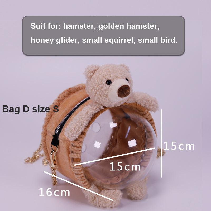 Portable plastic hamster travel cage with ventilation holes and convenient pet carrying bag. — view 3