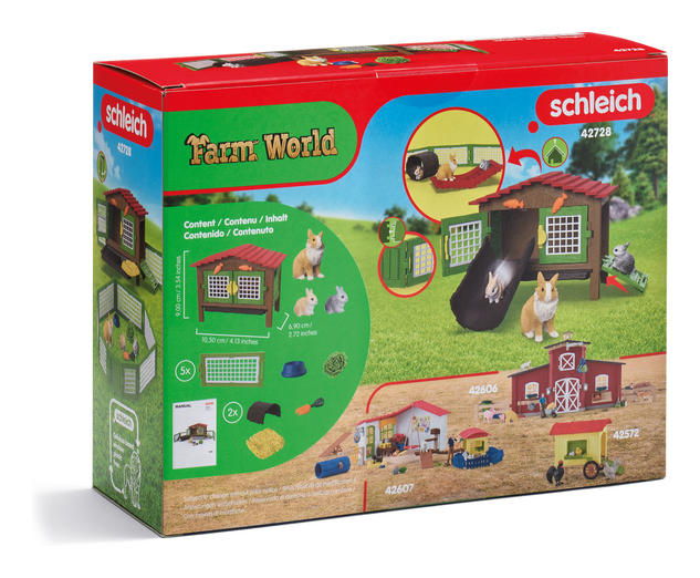 Schleich rabbit hutch playset with a mother rabbit, two baby bunnies, hollow log, and slide — view 5
