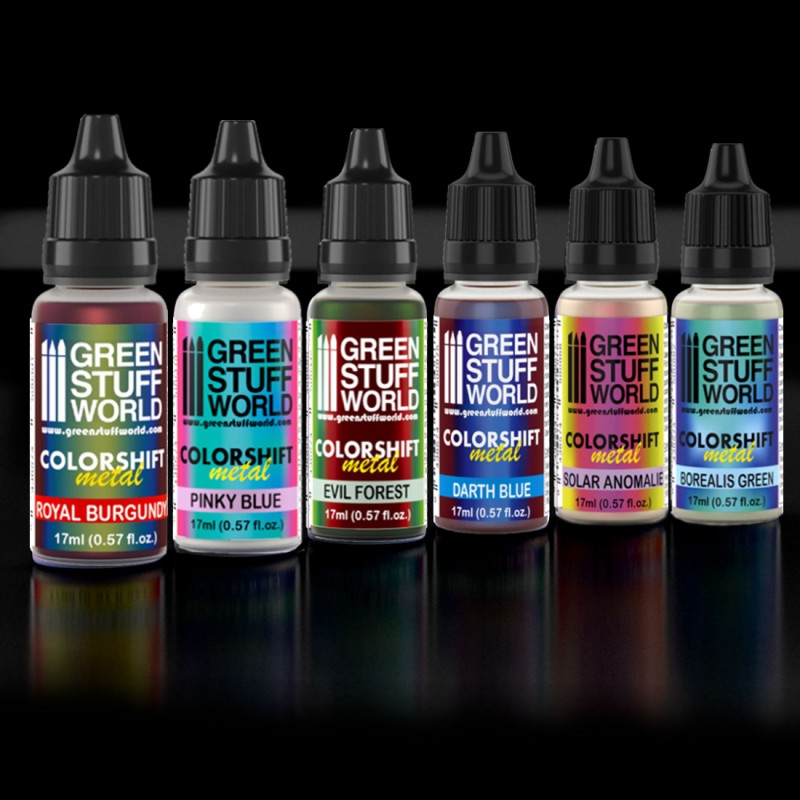 Green Stuff World chameleon acrylic paint set with six colorshift bottles in a cardboard box — view 3