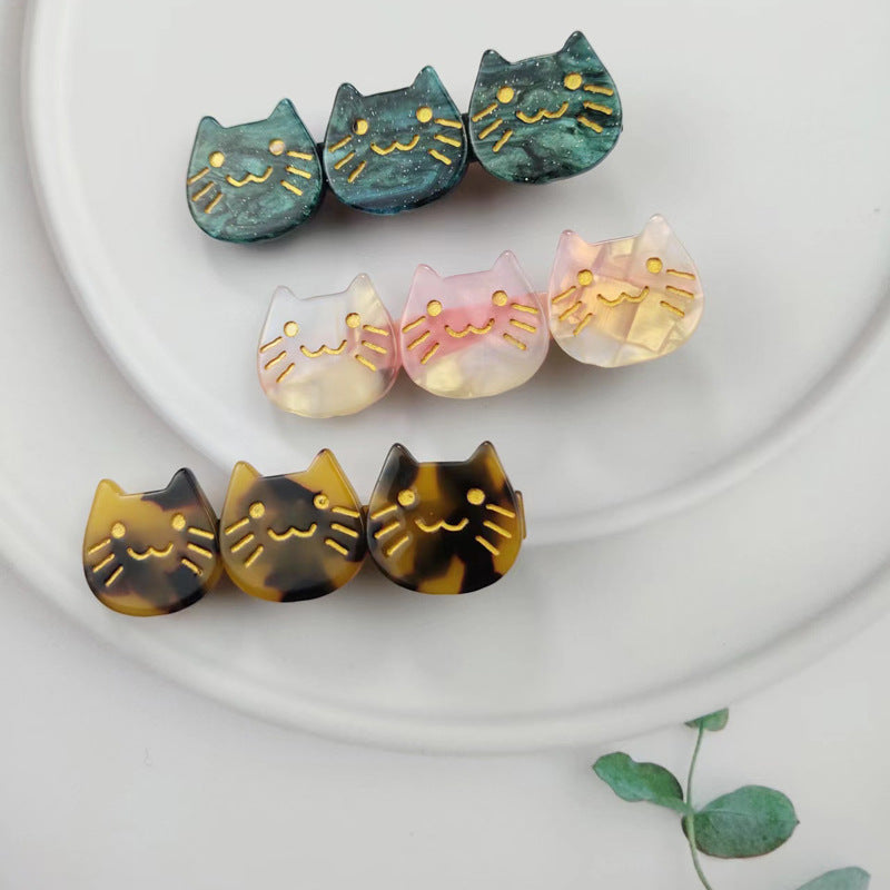 Hand-painted three cats alligator hair clip made of eco-friendly acetate with glass rhinestones — view 4