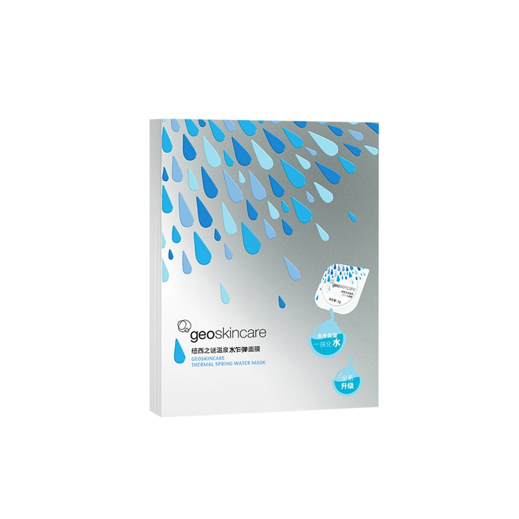 Geoskincare thermal spring water mask packaging, a premium hydrating overnight face treatment for radiant skin