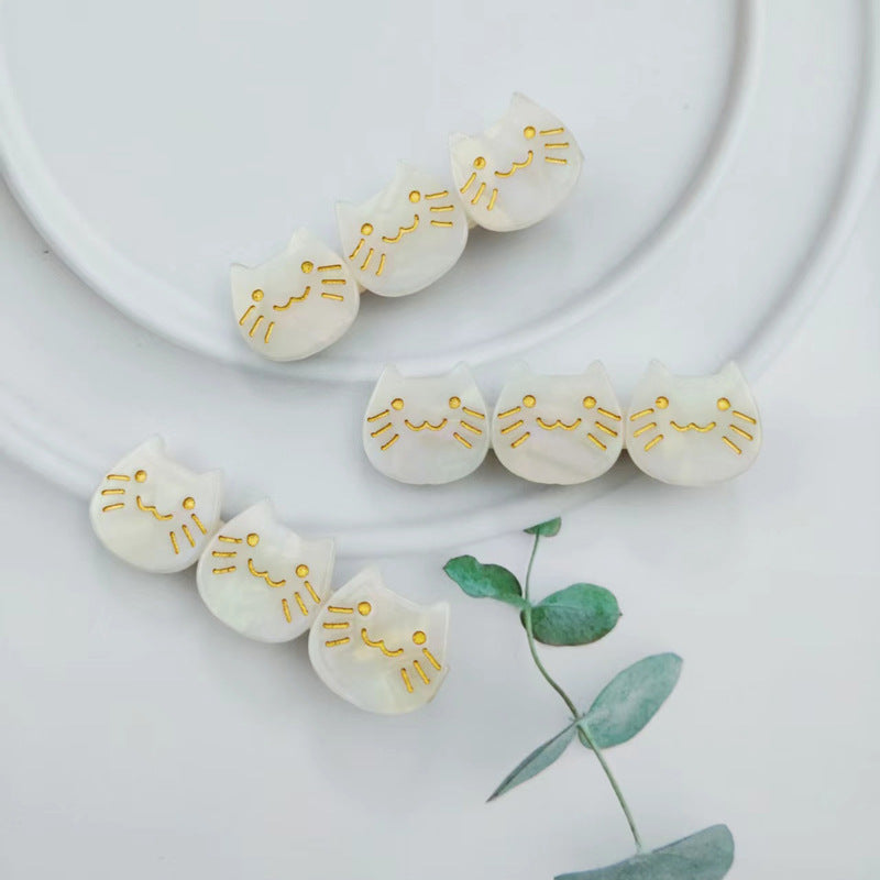 Hand-painted three cats alligator hair clip made of eco-friendly acetate with glass rhinestones — view 5