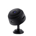 Black compact mini WiFi wireless security camera for indoor smart home monitoring