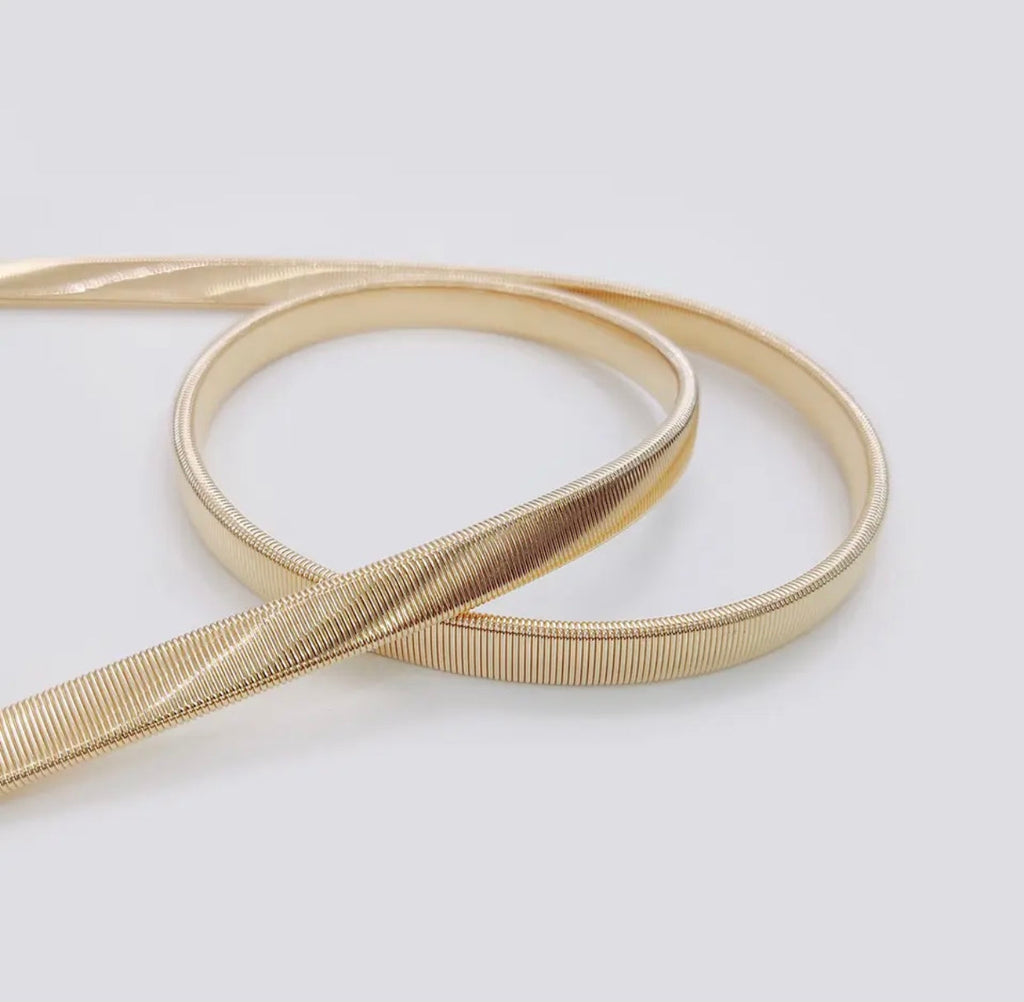 Circle Medallion Gold Elastic Metal Belt-1