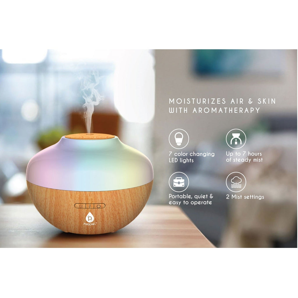 True HEPA air purifier ultrasonic diffuser and six essential oil bottles for home wellness and relaxation — view 3