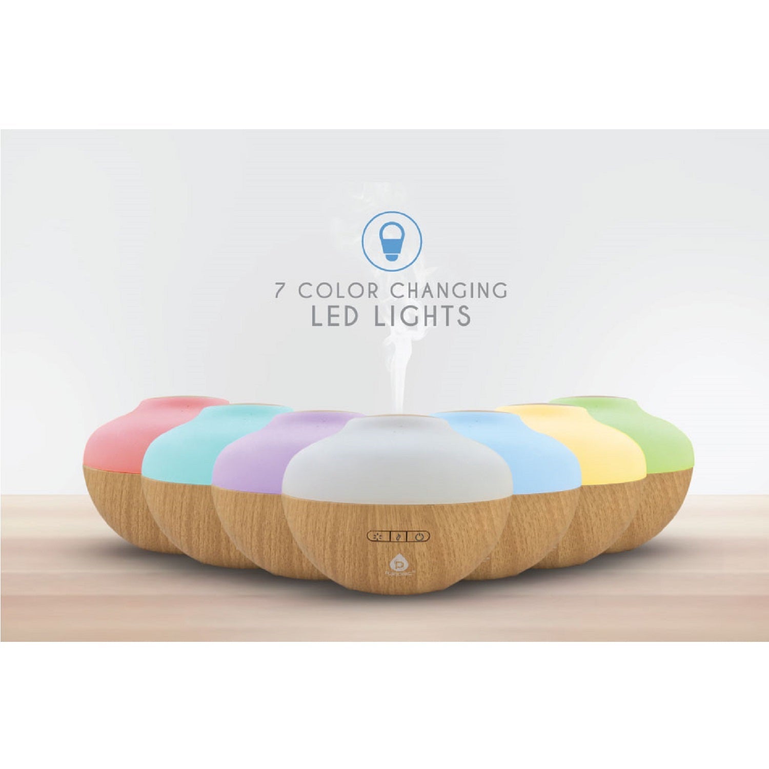 Portable essential oil aroma diffuser with color changing LED lights emitting a fine mist — view 4