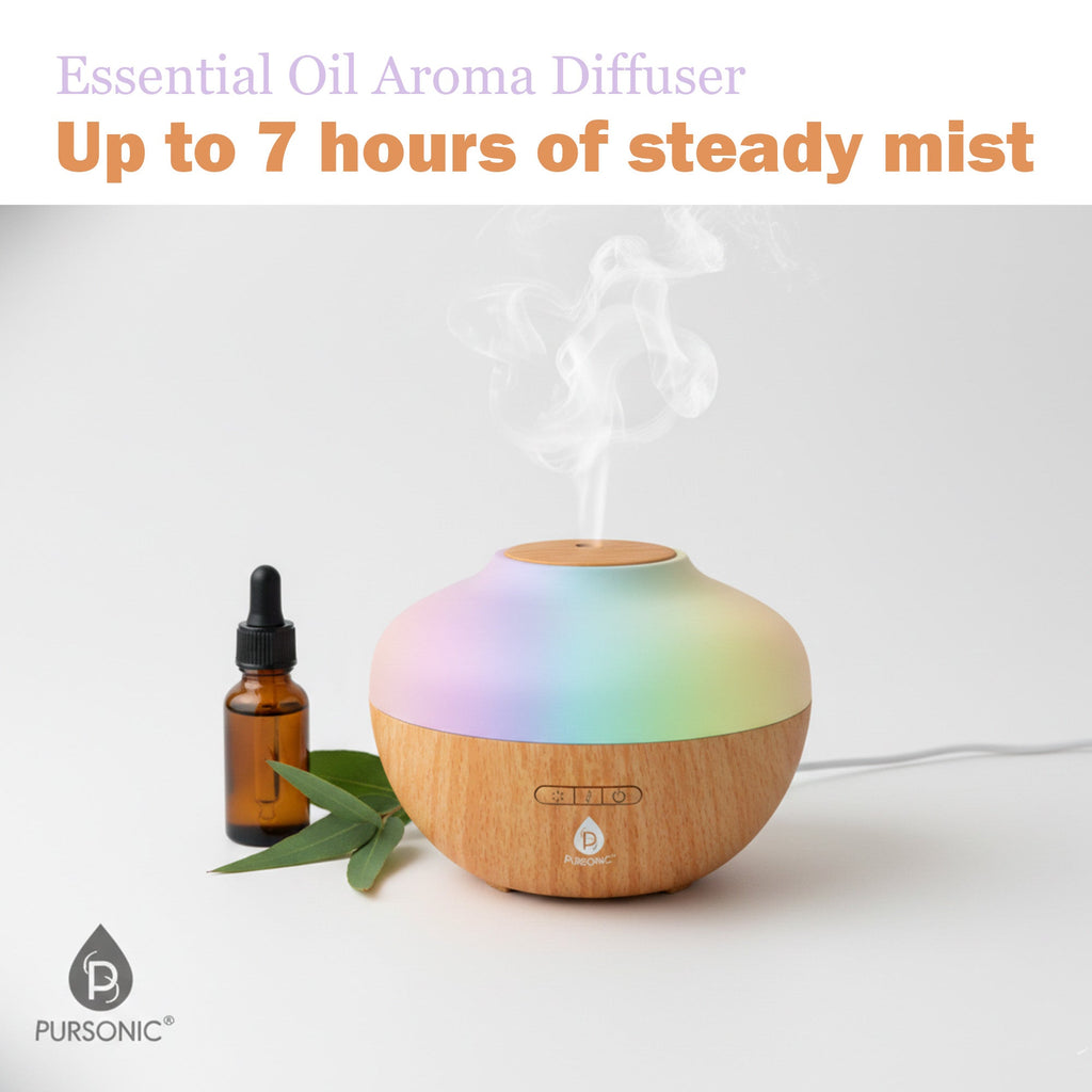 Portable essential oil aroma diffuser with color changing LED lights emitting a fine mist — view 5