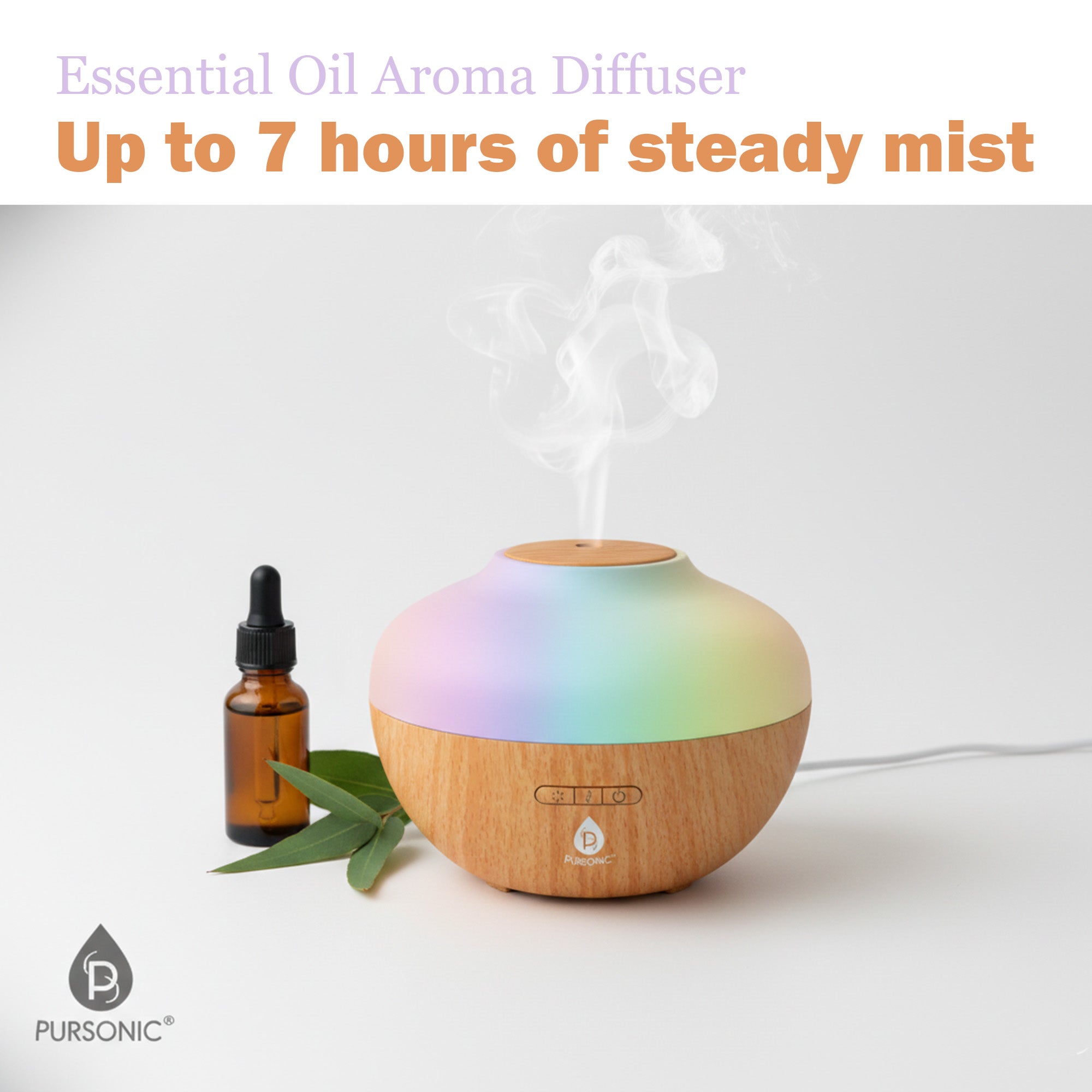 Portable essential oil aroma diffuser with color changing LED lights emitting a fine mist — view 5