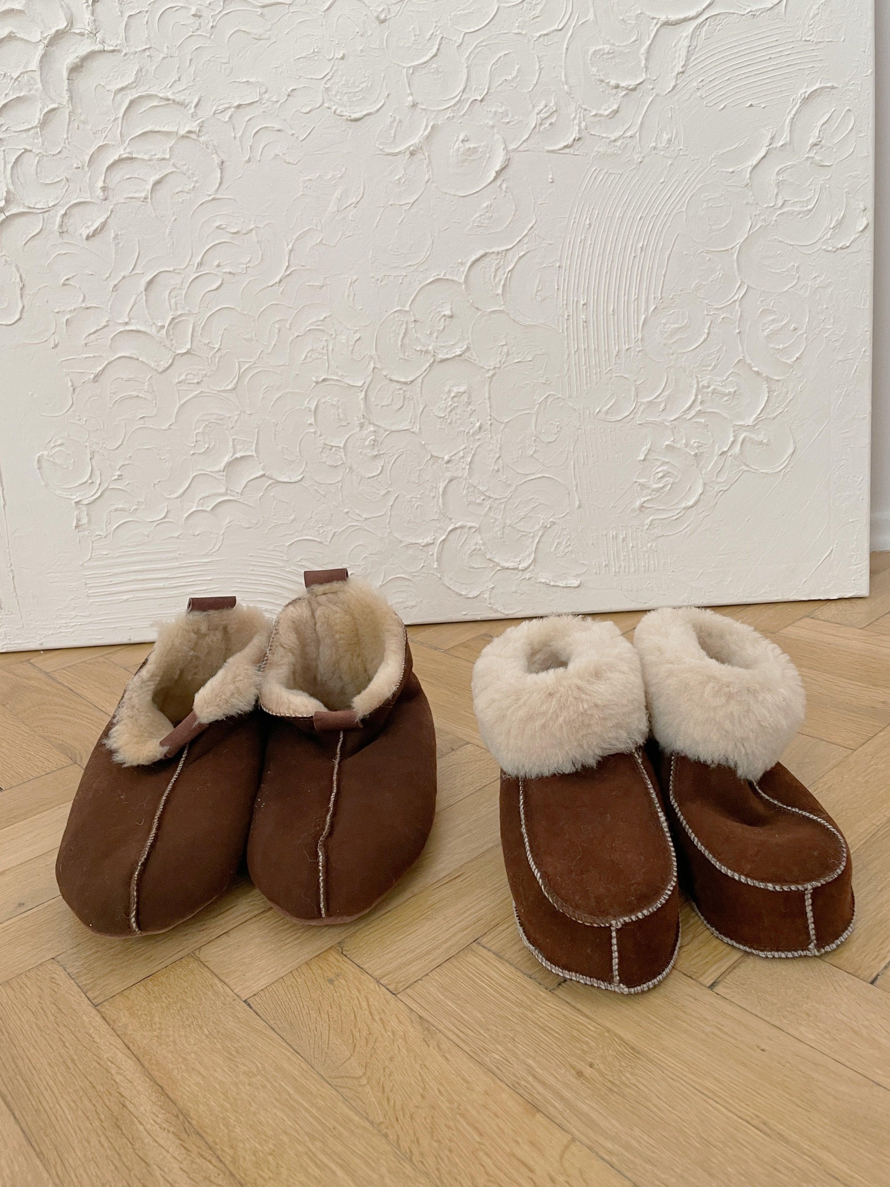 Adult brown natural sheepskin boots with cozy wool interior and genuine leather sole — view 5