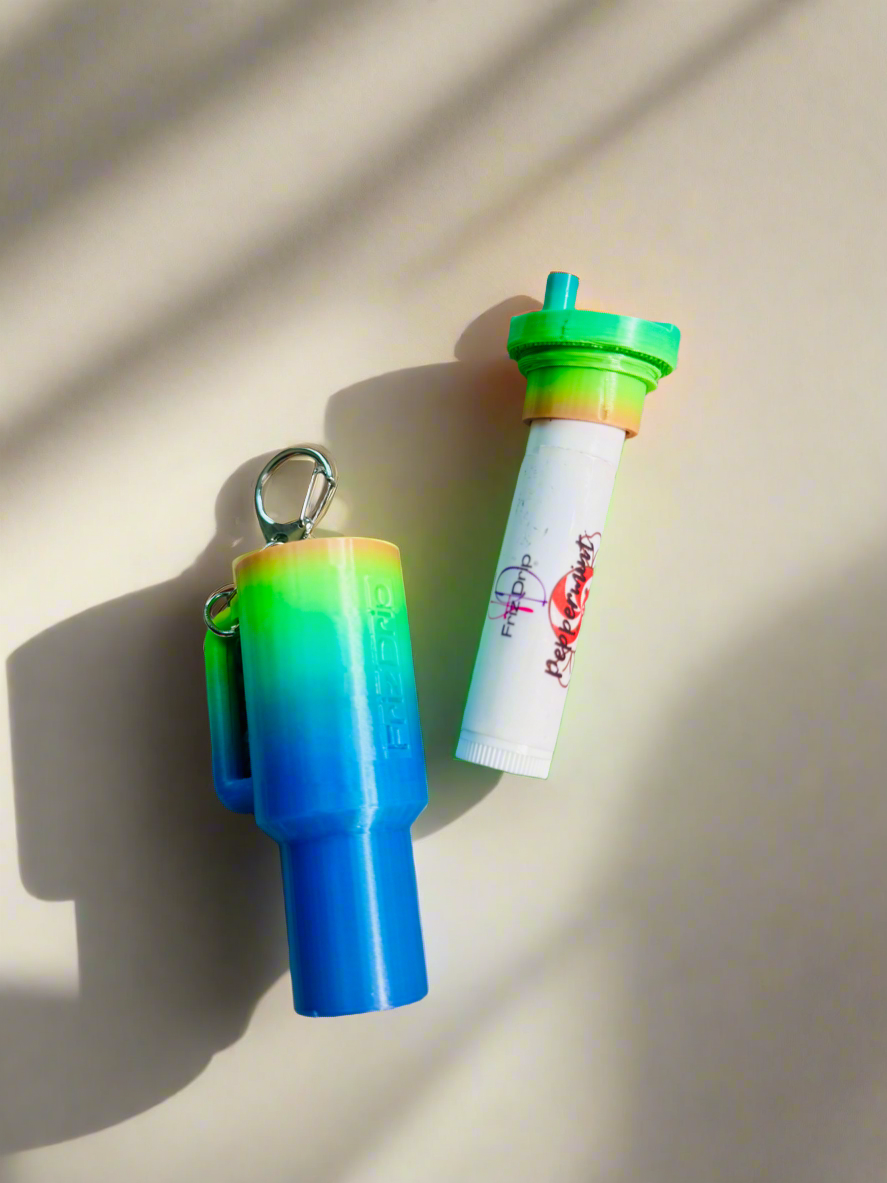Tumbler Style Lip Balm Holder Keychain – Portable Lip Balm Case, Colorful Clip-On Holder for Keys, Purse & Backpack-18