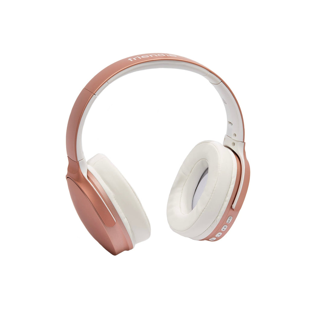 Rose gold over ear wireless headphones featuring plush cloud pillow earpads and a compact foldable design — view 2
