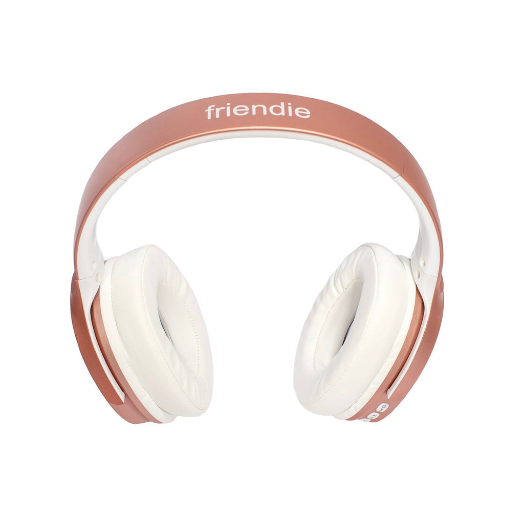 Rose gold over ear wireless headphones featuring plush cloud pillow earpads and a compact foldable design — view 4