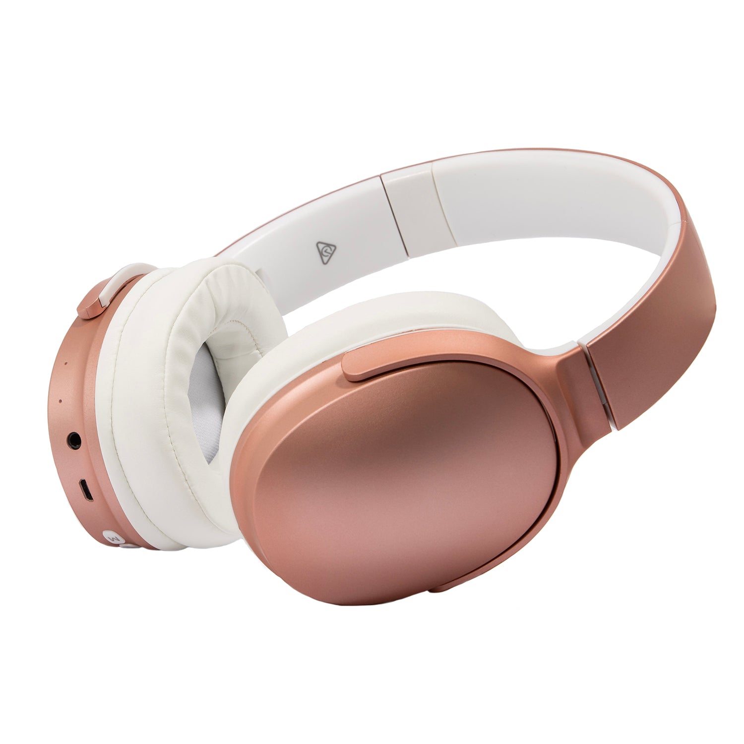 Rose gold over ear wireless headphones featuring plush cloud pillow earpads and a compact foldable design — view 5